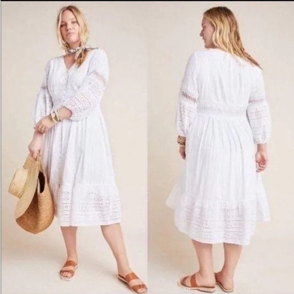 Anthropologie White Midi Dress